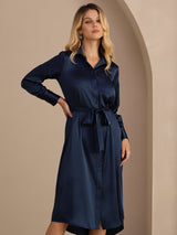 [Dark Blue] SilkSilky-CA Long Sleeve Lapel Collar Dress 001
