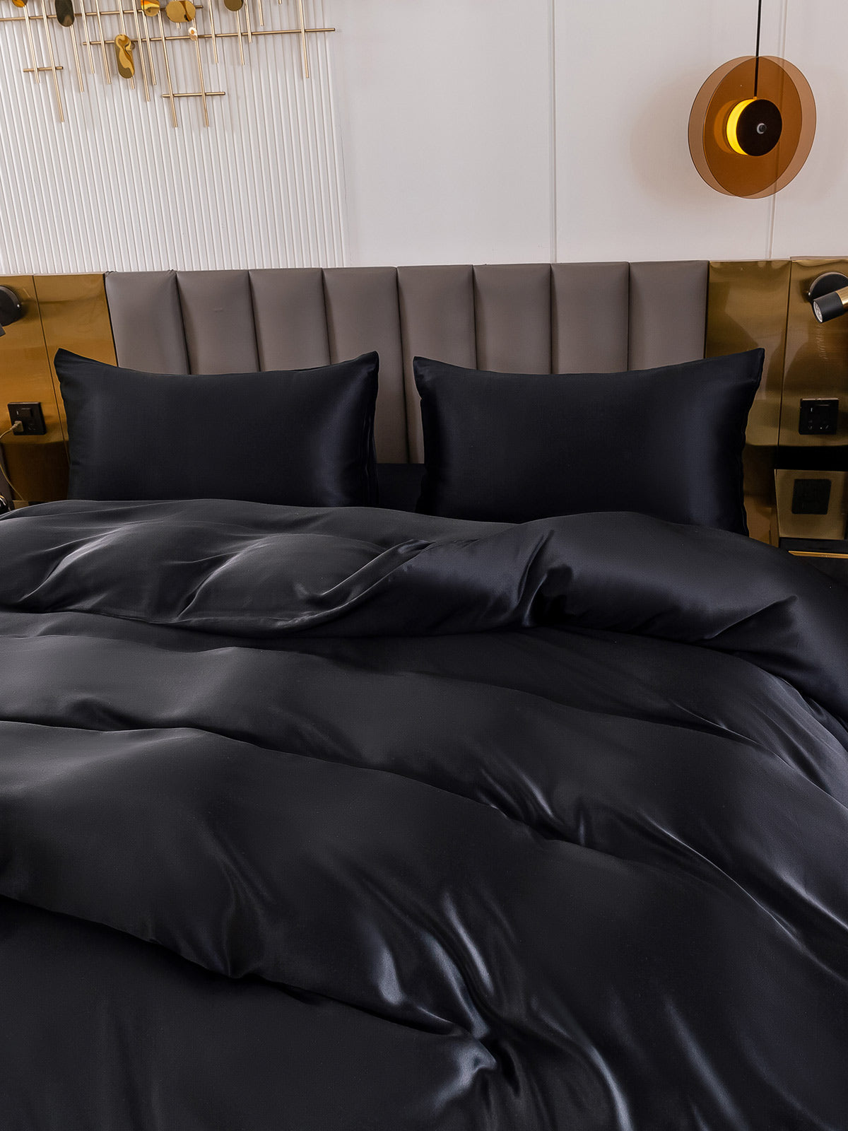 SilkSilky CA 19Momme Pure Silk Bedding Set Black 005