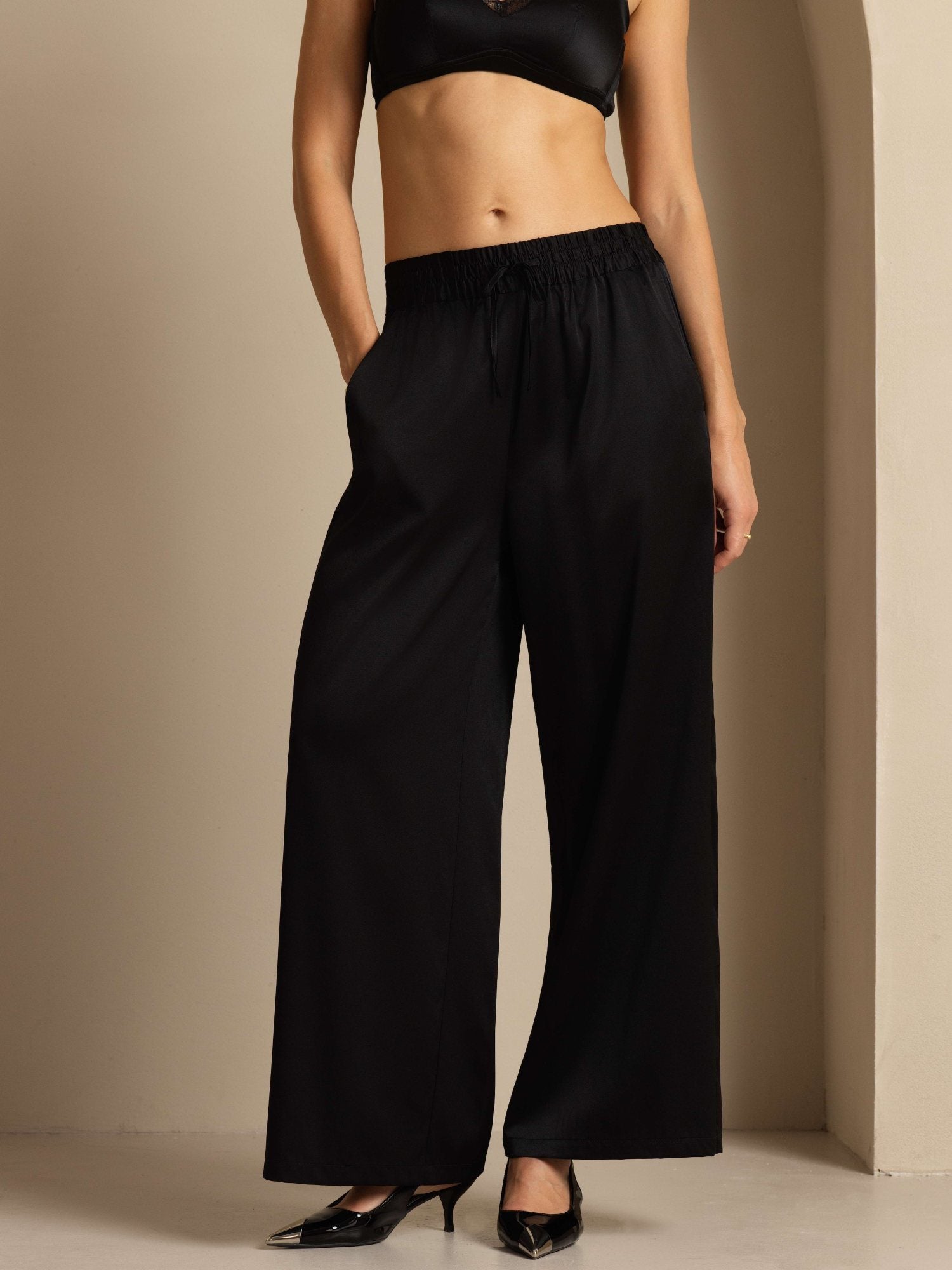 [Black] SilkSilky-CA 19Momme Silk Womens Pants 003