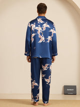 [Dark Blue] SilkSilky-CA Long Sleeve Lapel Collar Men's Pajamas 002