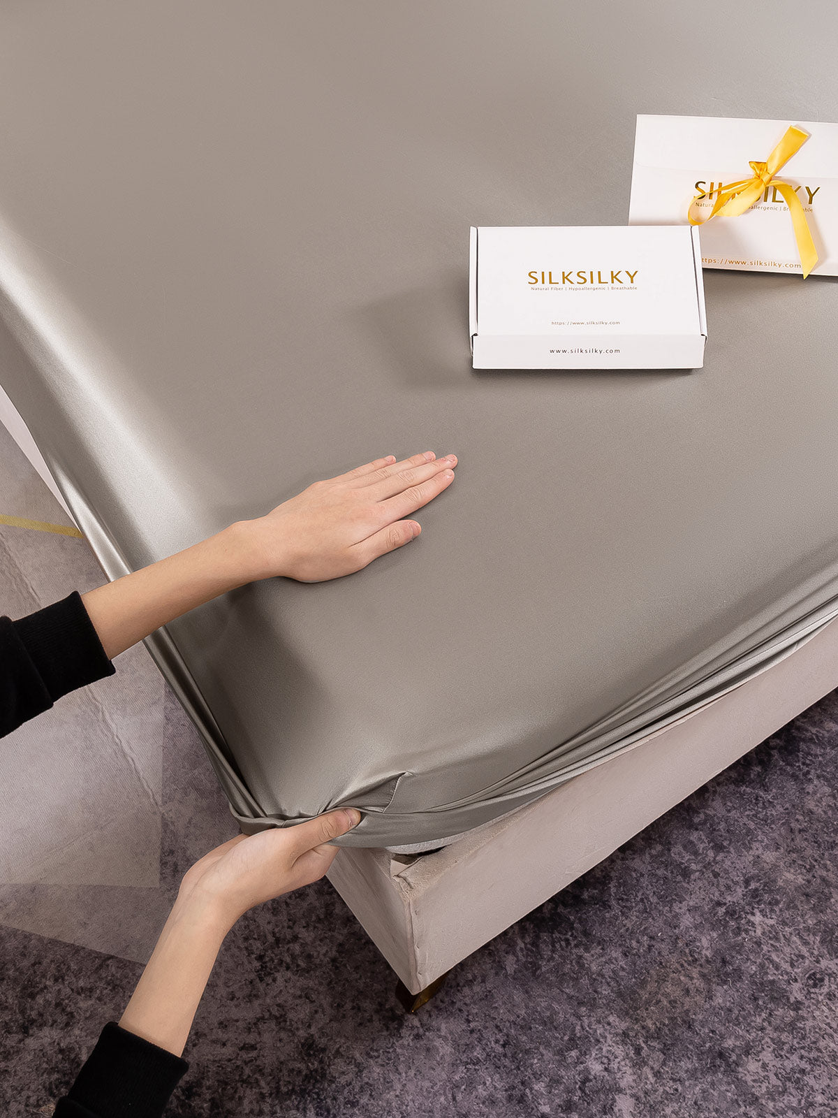 [Gray] SilkSilky-CA 19Momme Bedding Set 003