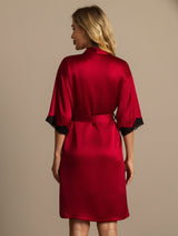 [Wine] SilkSilky-CA Half Sleeve Women's Robe 002