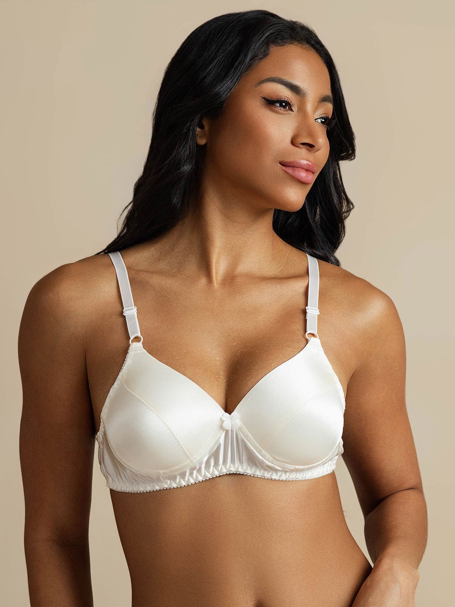 [White] SilkSilky-CA Pure Silk Bra 008,