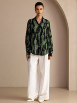 [Black Moss] SilkSilky-CA Long Sleeve Lapel Collar Blouse 006