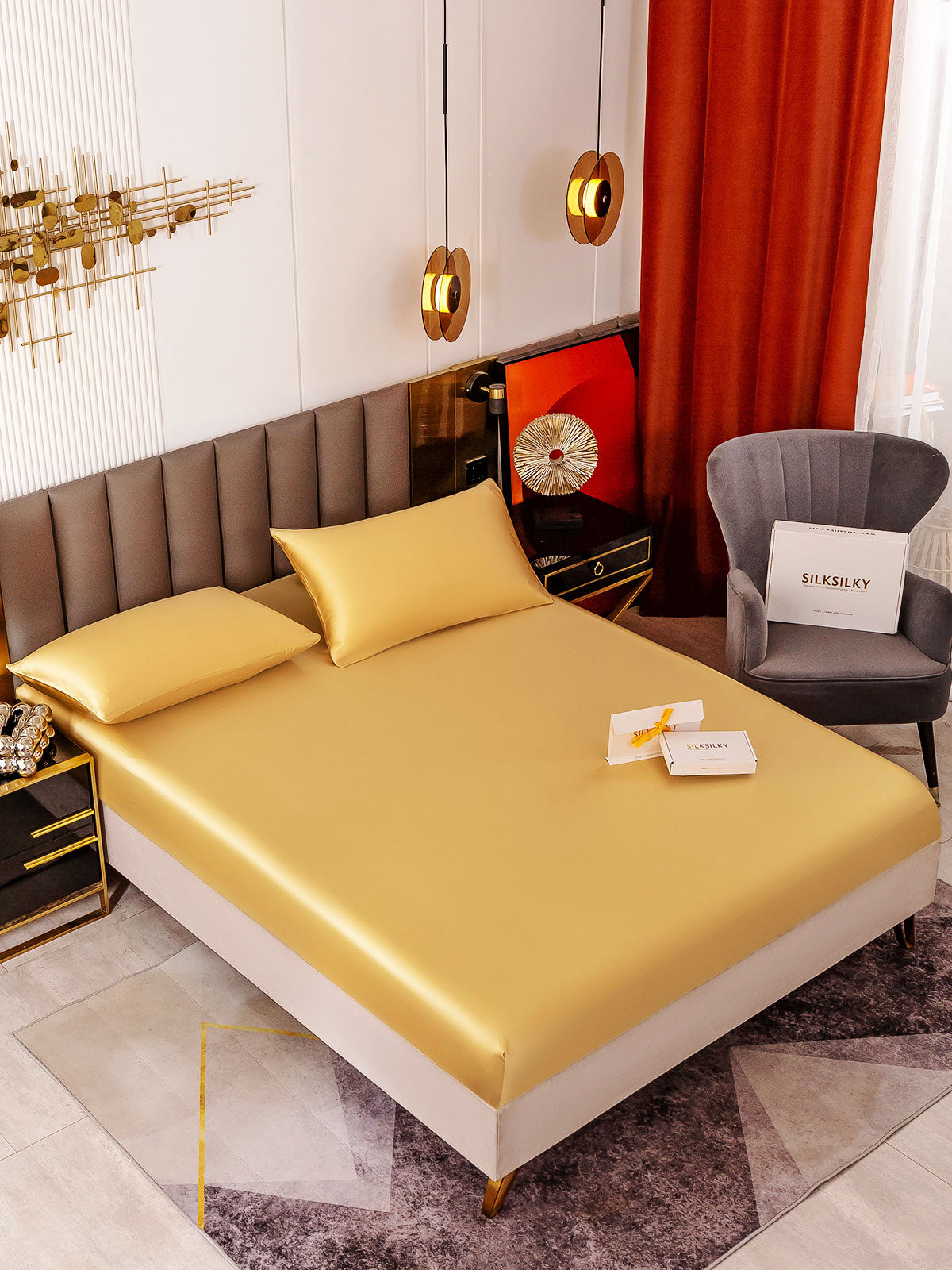 [Champagne] SilkSilky-CA 19Momme Bedding Set 001