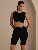 [Black] SilkSilky-CA Sleeveless Crew Neck Women's Outfit Sets 001