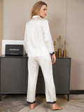 SilkSilky CA Pure Silk Long Sleeve Lapel Women's Pajamas White 002