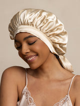 [Beige] SilkSilky-CA Sleep Cap 001