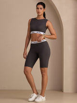 [Gray] SilkSilky-CA Sleeveless Crew Neck Women's Outfit Sets 005