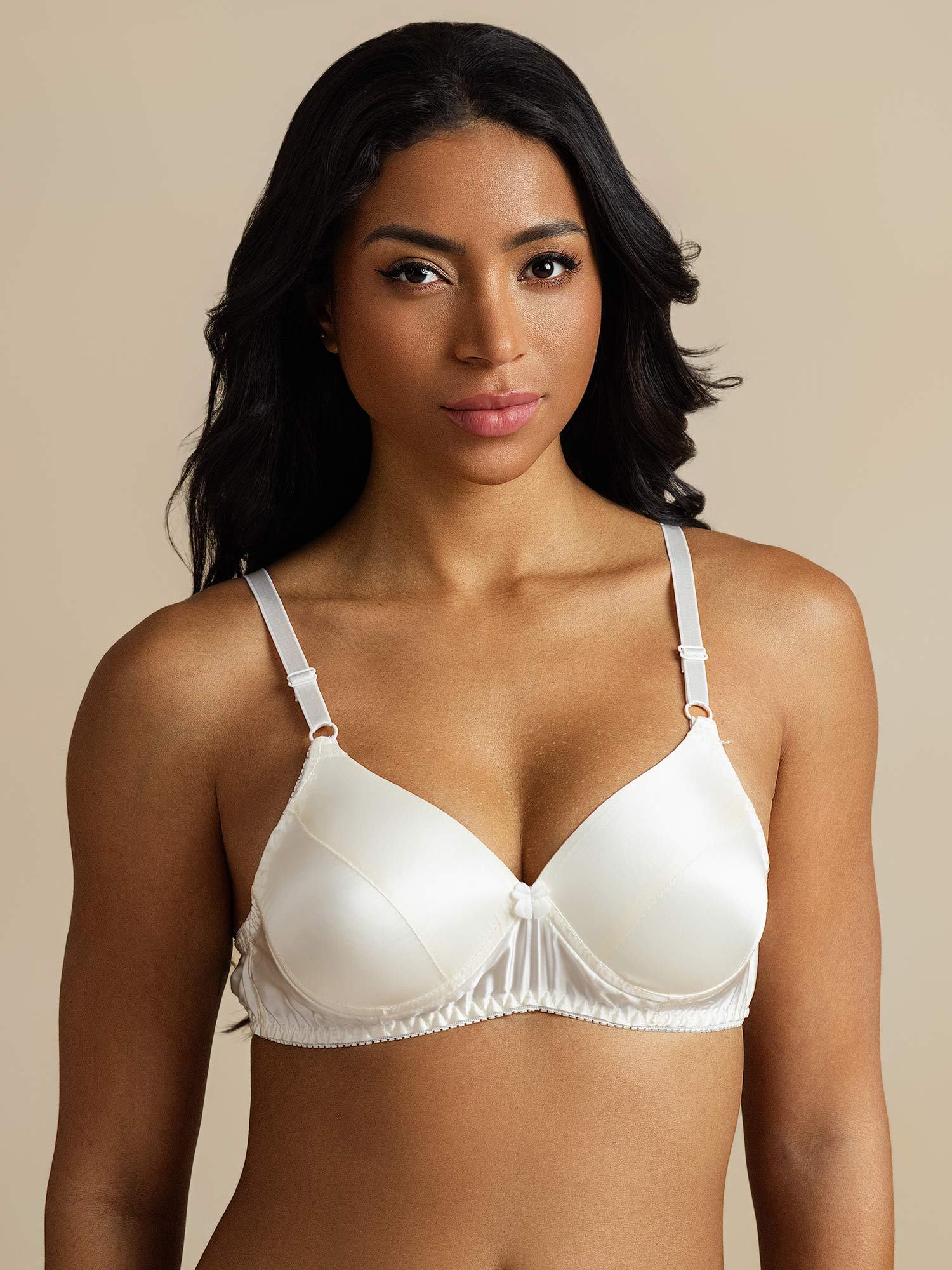 [White] SilkSilky-CA Pure Silk Bra 003,