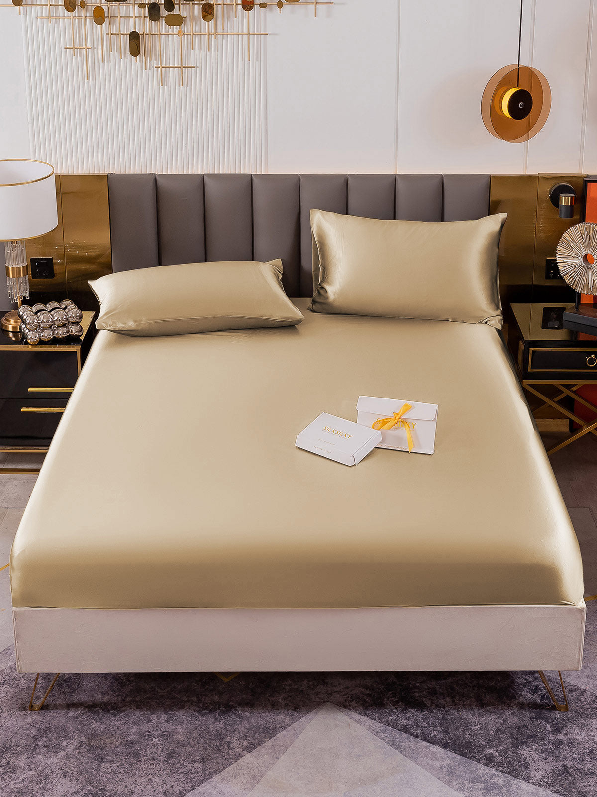 [Beige] SilkSilky-CA 19Momme Bedding Set 002