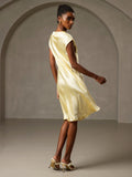 SilkSilky-CA Pure Silk Sleeveless V Neck Dress Yellow 002