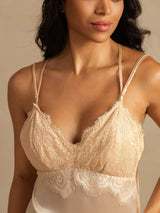 [Light Pink] SilkSilky-CA Spaghetti Strap V Neck Nightgown 004