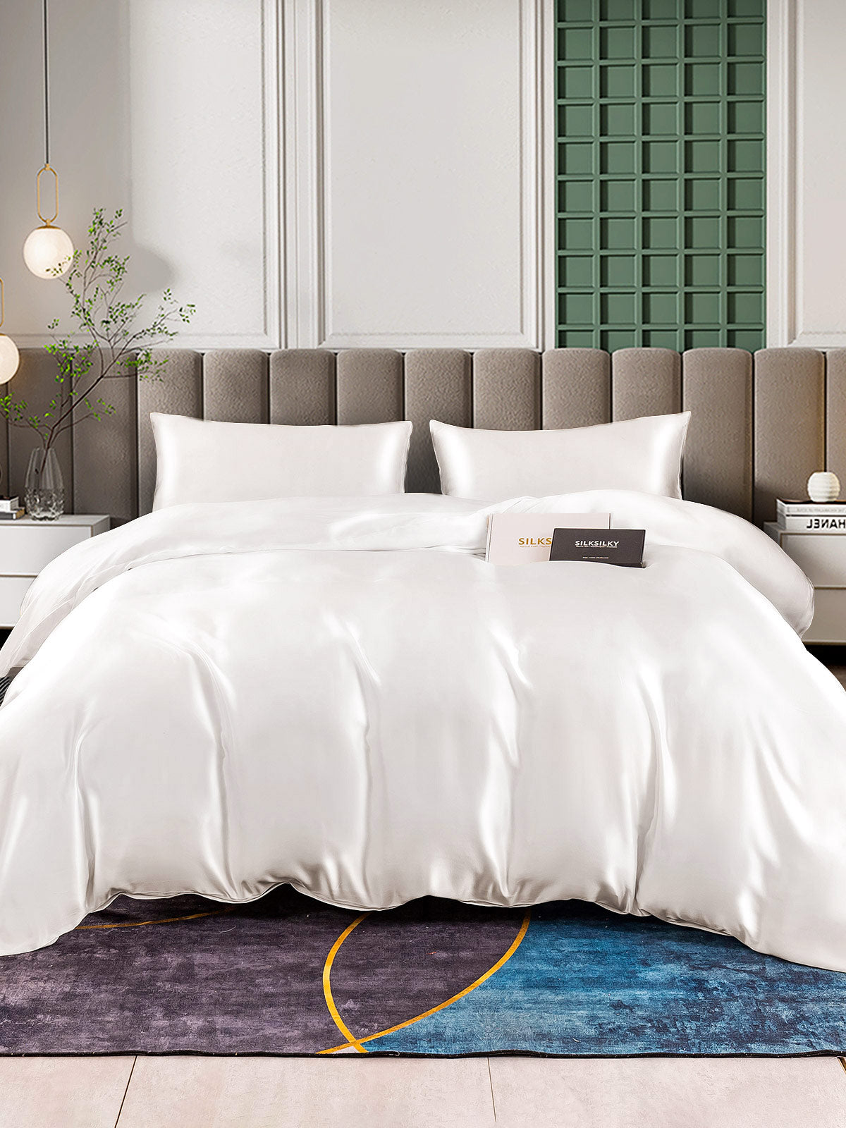 SilkSilky CA 25Momme Pure Silk Bedding Set White 001