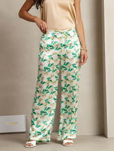 [Green Floral] SilkSilky-CA 19Momme Silk Womens Pants 001