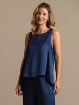 [Dark Blue] SilkSilky-CA Sleeveless Women's Pajamas 003