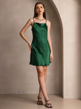 [Green] SilkSilky-CA Spaghetti Strap Cowl Neck Dress 006