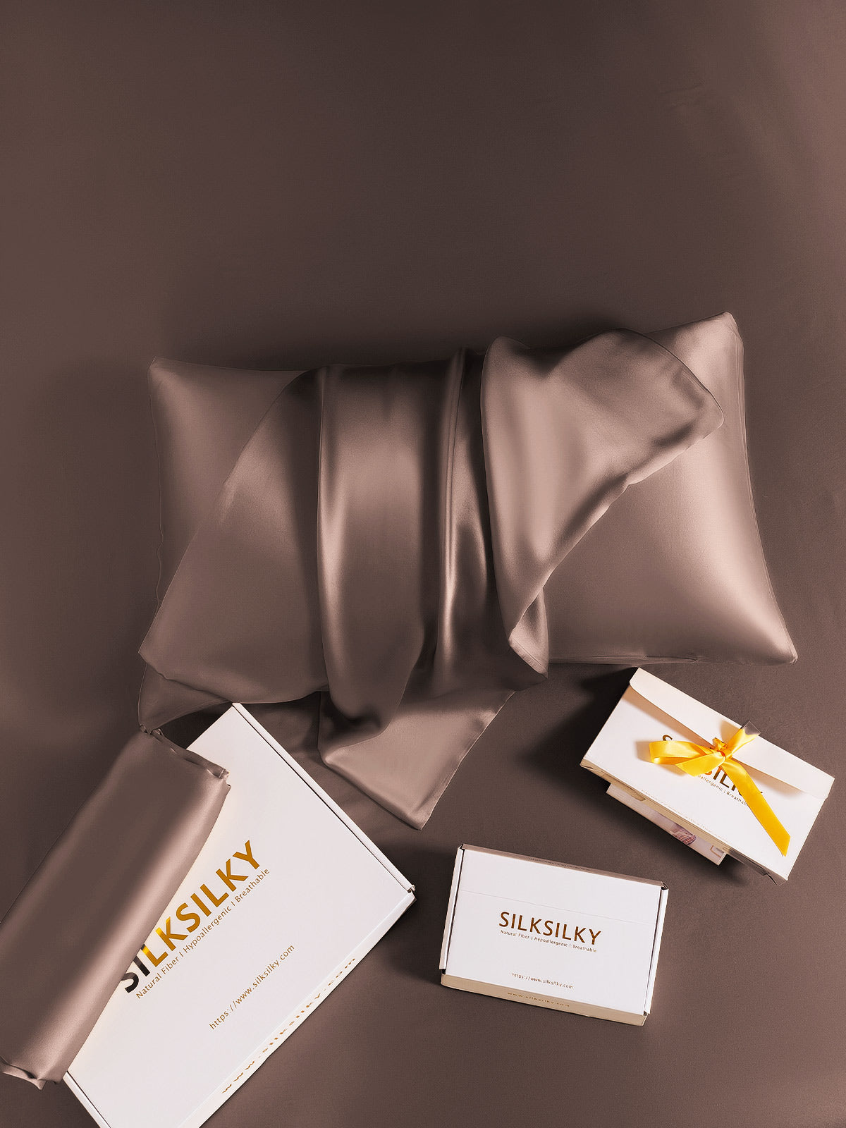 [Brown] SilkSilky-CA 19Momme Pure Silk Pillowcase 006