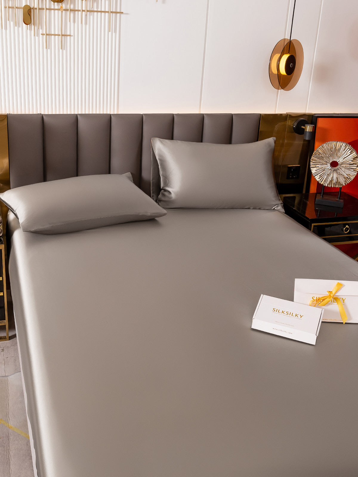 [Gray] SilkSilky-CA 19Momme Bedding Set 005