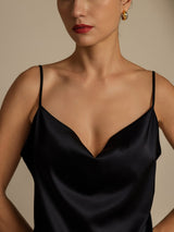 [Black] SilkSilky-CA Spaghetti Strap Cowl Neck Women's Outfit Sets 004