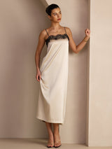 [Brown Rice] SilkSilky-CA Spaghetti Strap Square Neck Dress 004
