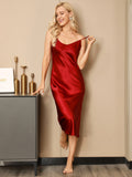 SilkSilky-CA Pure Silk Sleeveless Round Neck Nightgown Wine 007