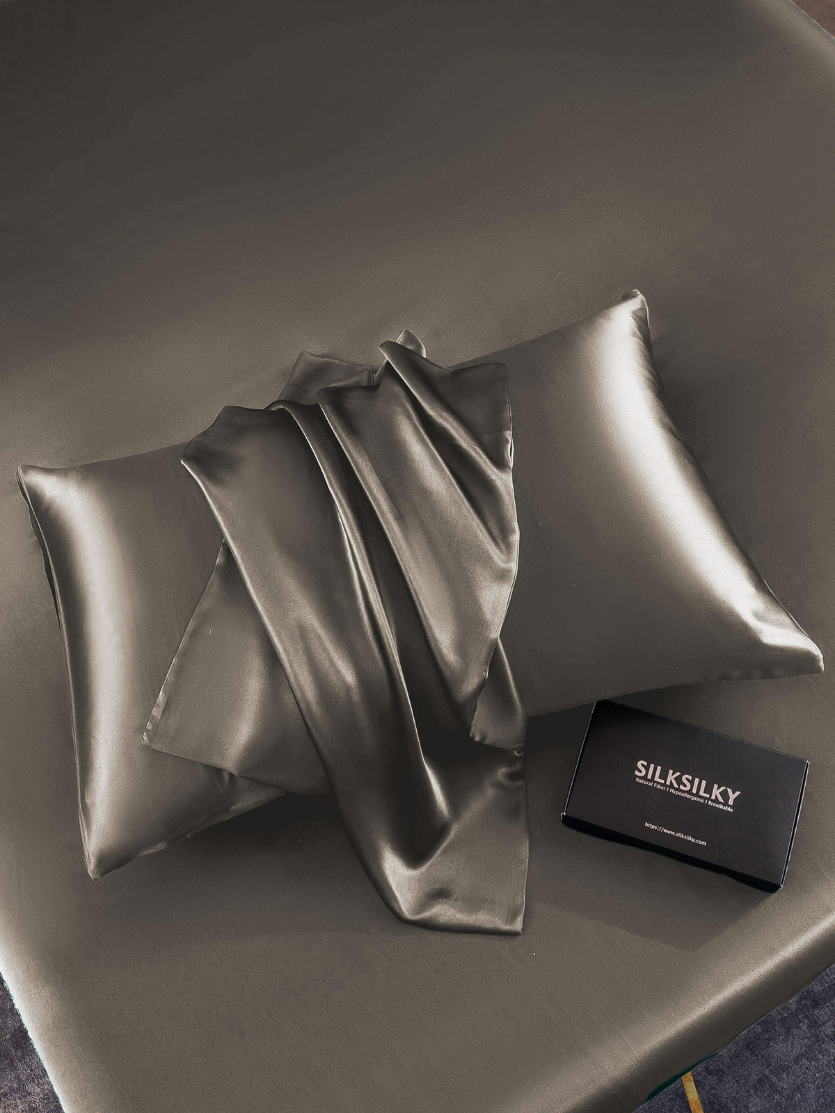 SilkSilky-CA 30Momme Pure Silk Pillowcase DarkGray 004