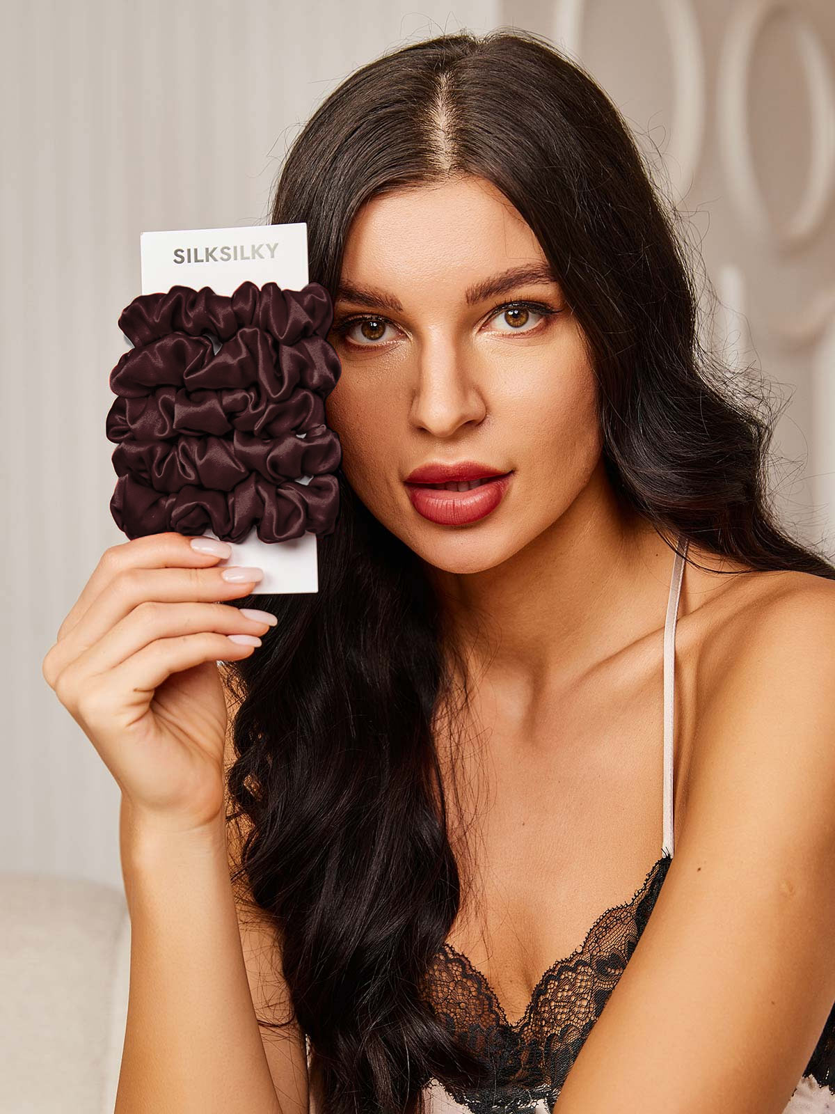 [Brown] SilkSilky-CA 19Momme Pure Silk Scrunchie 002