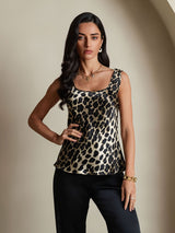 [Leopard] SilkSilky-CA 19Momme Silk U Neck Camisole 003,