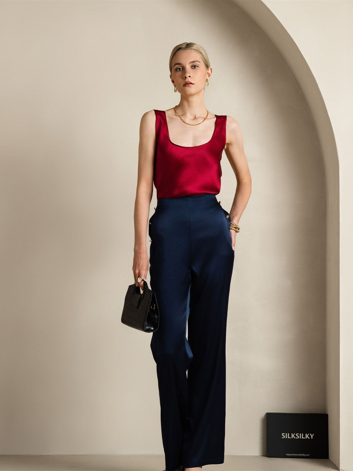 [Wine] SilkSilky-CA 19Momme Silk U Neck Camisole 007