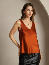 [Caramel] SilkSilky-CA Sleeveless V Neck Camisole 002
