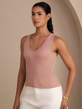 [Pink] SilkSilky-CA Sleeveless Deep V Neck Camisole 004