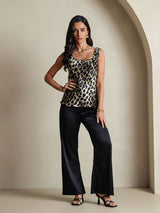 [Leopard] SilkSilky-CA 19Momme Silk U Neck Camisole 007,