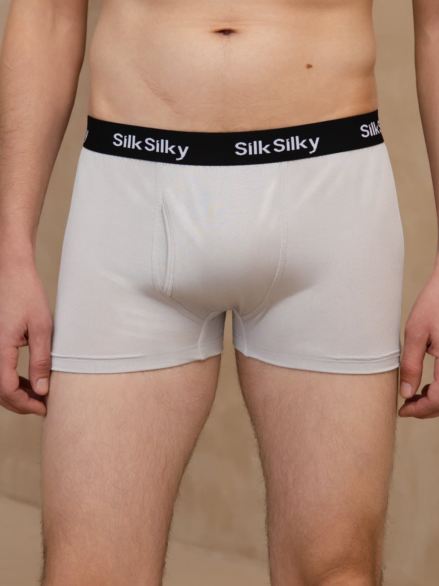 [Light Gray] SilkSilky-CA 100% Silk Jersey Mens Underwear 003