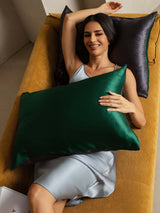 [DarkGreen+DarkGray] SilkSilky-CA 19Momme Pure Silk Pillowcase 004