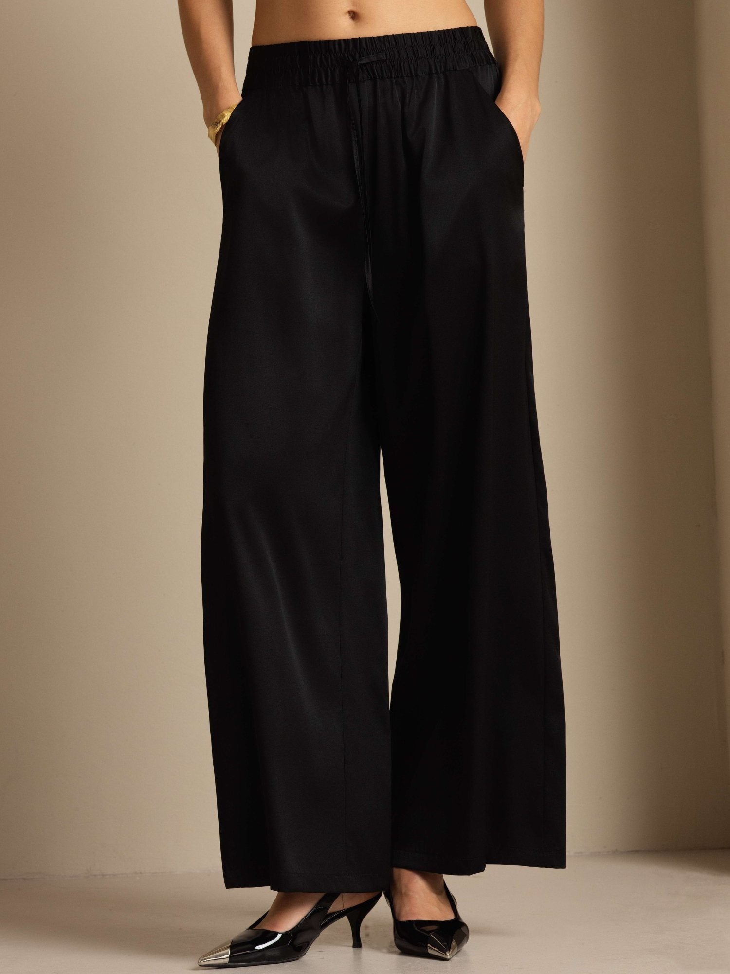 [Black] SilkSilky-CA 19Momme Silk Womens Pants 005