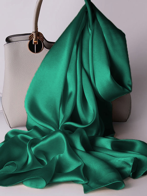 SilkSilky-CA Pure Silk Scarf DarkGreen 004