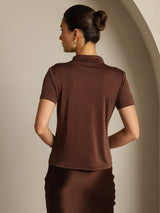 [Coffee] SilkSilky-CA Short Sleeve Women's T-Shirt 002