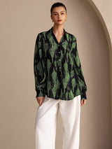 [Black Moss] SilkSilky-CA Long Sleeve Lapel Collar Blouse 003