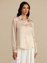 [Champagne] SilkSilky-CA Long Sleeve Lapel Collar Women's Shirt 001