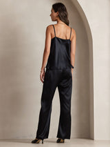 [Black] SilkSilky-CA Spaghetti Strap Cowl Neck Camisole 002