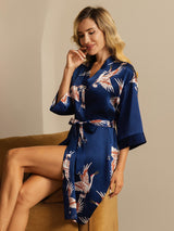 [Dark Blue] SilkSilky-CA 3/4 Sleeve Women's Robe 007