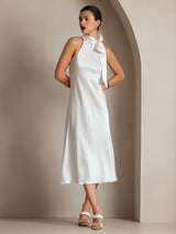 [White] SilkSilky-CA Sleeveless Halter Dress 006