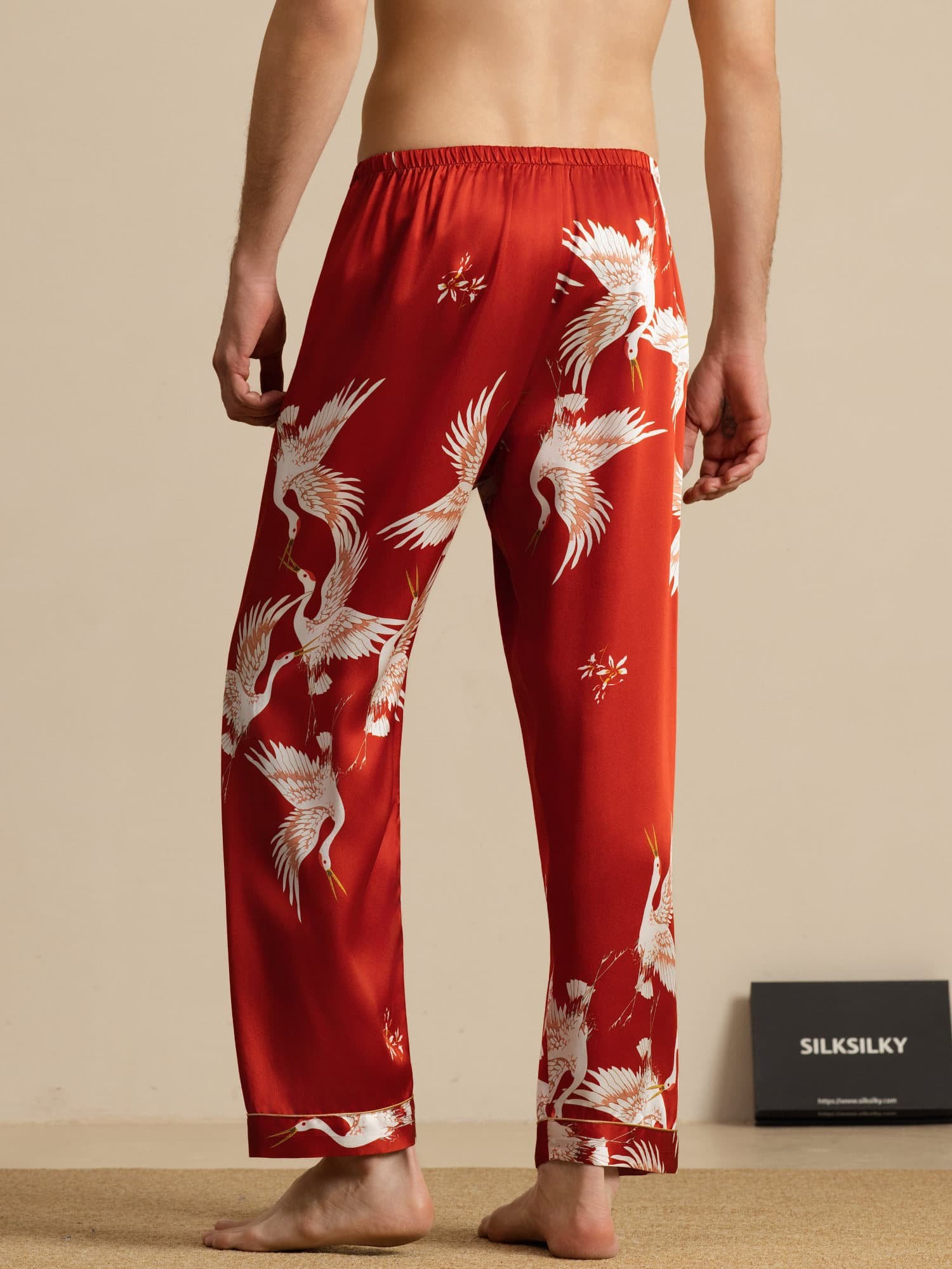 [Wine] SilkSilky-CA 19Momme Mens Sleep Bottoms 002
