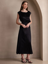 [Black] SilkSilky-CA 19Momme Stretch Silk Charmeuse Skirt 004