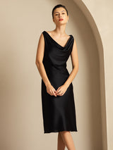 [Black] SilkSilky-CA Sleeveless Cowl Neck Dress 008