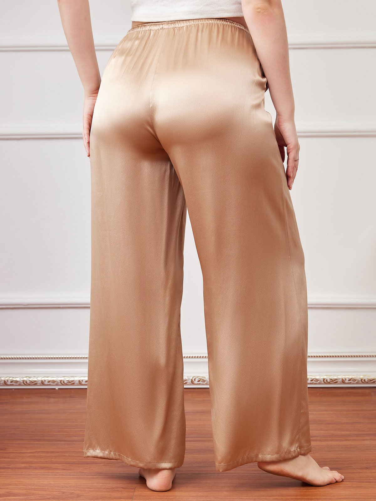 SilkSilky CA Pure Silk Plus Size Womens Pants Champagne 002