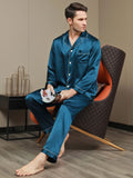 SilkSilky-CA-19Momme-Pure-Silk-Long-Sleeve-Lapel-Men's-Pajamas-Teal-007