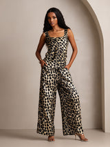 [Leopard] SilkSilky-CA Pure Silk Boat Neck Camisole Set 006,