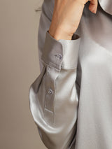 [Light Gray] SilkSilky-CA Long Sleeve Lapel Collar Women's Shirt 005